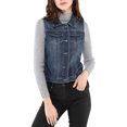 thumbnail image 2 of INSPIRE CHIC Women's Denim Vest Sleeveless Button Washed Jacket Blue S, 2 of 7