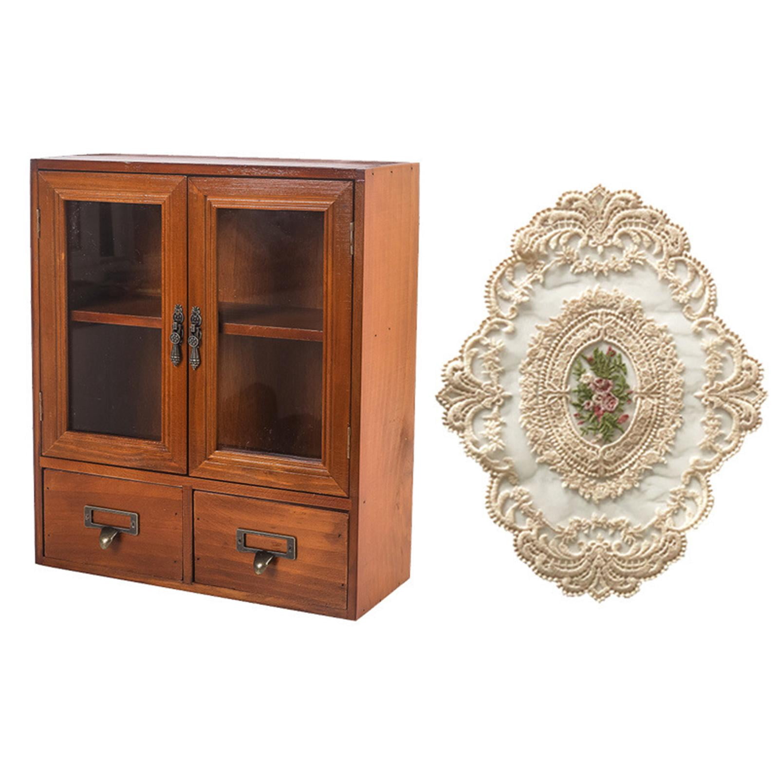 DOLITY Wooden Storage Cabinet Organization Tabletop Cabinet for Home Office Kitchen Double Door