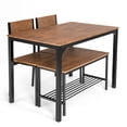 thumbnail image 1 of Patiojoy 4PCS Dining Table Set Kitchen Table with Bench and Chairs Industrial Gathering Bench Dining Set Brown, 1 of 7