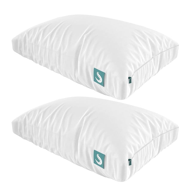 Sleepgram Bed Support Sleeping Pillow with Cover, King Size, White (2 Pack)