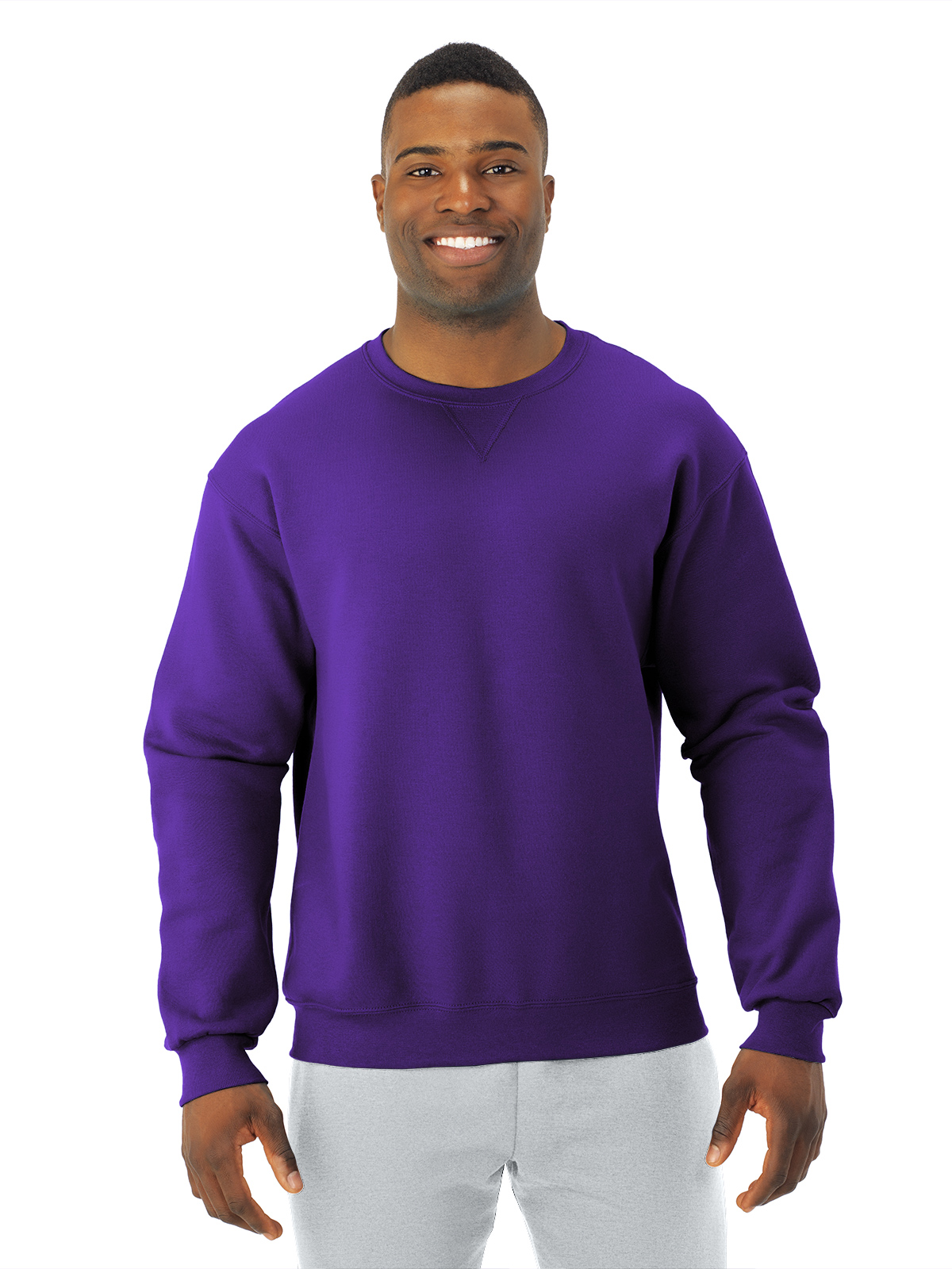 Fruit Of The Loom Adult Sofspun Sweatshirt, 3XL, Purple/Charcoal Grey