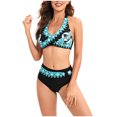thumbnail image 4 of LSLJS Ladies Fashion Multicolor Gradient Color Flowers Print Lacing Women's Split Swimsuit, Bikini Sets for Women Gifts for Women, 4 of 8