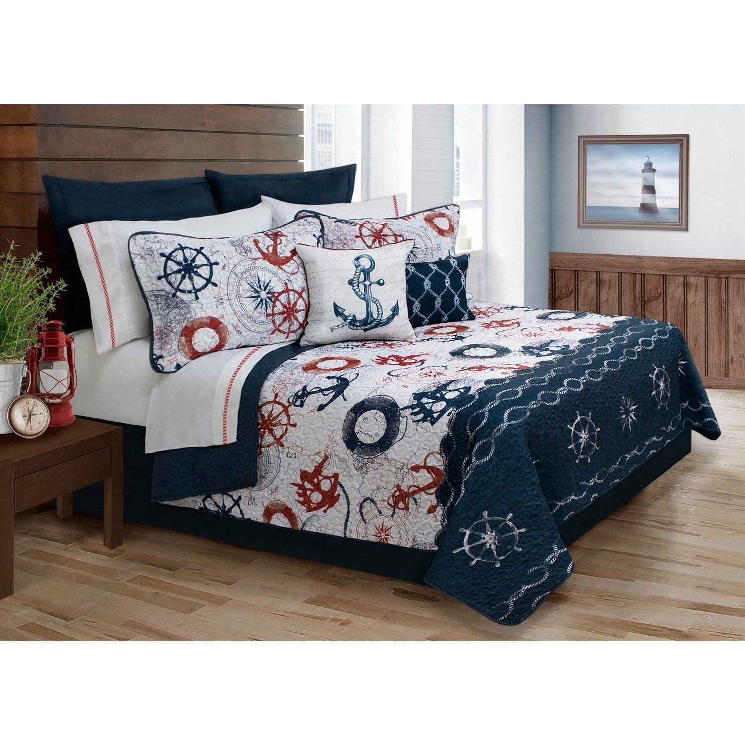Ens. édredon Safdie & Co. de la collection Home Deluxe à 100 % polyester en marine