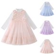 thumbnail image 1 of LOVZFMLL Girls' Summer Short Sleeve Ruffled Lace Round-Neck Embroidery Mesh Princess Bow Skirt, 1 of 8