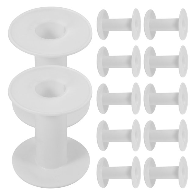 10pcs White Plastic Empty Spools for Cord Organizing Use Wire Yarn Bobbins 1.5 Inches Diameter