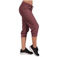 thumbnail image 4 of Capris à Enfiler pour Femmes Extensibles à Jambe Grand Coupe Jambe Grande Taille Polyester Pantalons Raccourcis Pantalons Capris pour Dames Style C-88 Bordeaux TTG, 4 of 7