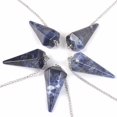 thumbnail image 2 of Angelstones Natural Sodalite Gemstone Rock Crystal Hexagonal Pointed Reiki Chakra Pendant Pendulum, 2 of 2