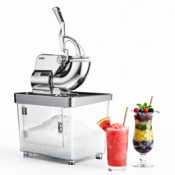 Broyeur de Glace Commercial 350 W 750 Lb/h, Machine Électrique à Cônes de Neige avec 4 Lames en Acier Inoxydable, Trémie de 8,98 Gal pour Glace Pilée pour Bars, Restaurants, Maison, Blanc