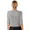 thumbnail image 2 of Women's Half Sleeve Ruffle Sheer Shrug Bolero Cardigan Summer Open Front Chiffon Blouses Tops Gray M, 2 of 6