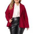 thumbnail image 1 of Agnes Orinda Women's Plus Size Blazer Button Notch Panel Ruffle Peplum Blazers 1X Red, 1 of 6