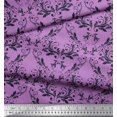 thumbnail image 3 of Soimoi Purple Poly Georgette Fabric Filigree Damask Printed Craft Fabric by the Yard 42 Inch Wide, 3 of 3