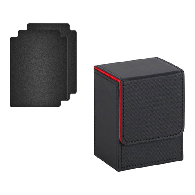 HILABEE Card Deck Box Game Card Storage PU Leather Lightweight Premium Holds 100 Black Red