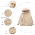 thumbnail image 3 of Women's Solid Mid Length Jacket With Large Collar And Warm Winter Coat,Size:XL, 3 of 7