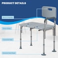 thumbnail image 4 of HOMCOM 6-Level Adjustable Bath and Shower Bench, Armrest & Backrest, Grey, 4 of 10