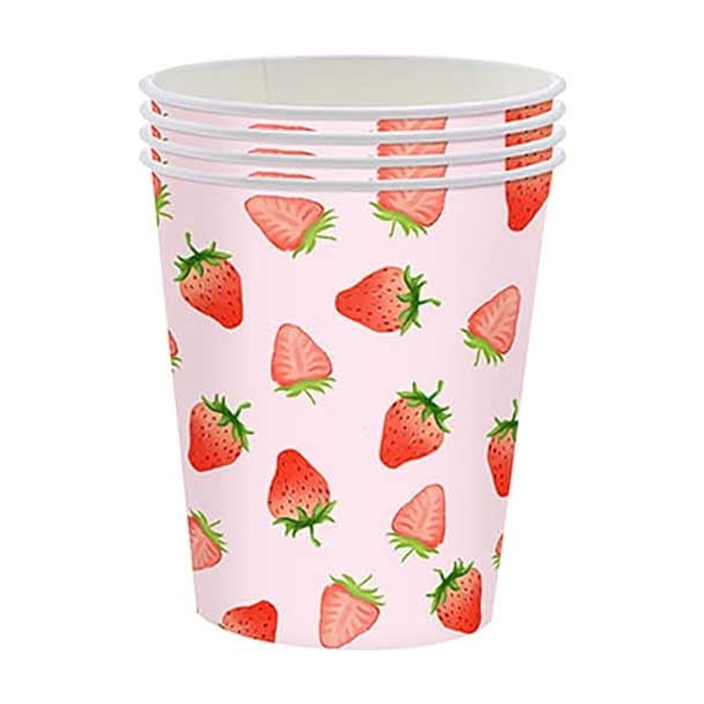 Decorative Paper Plates Strawberry Party Theme Tableware Set, 7/9in Plates Cups Napkins Tablecloth Decorative Paper Napkins