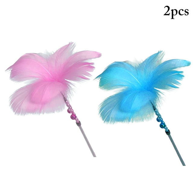 2PCS Cat Feather Teaser Interactive Belle Chat Jouet Interactif Chat Teaser Baguette