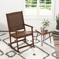 thumbnail image 2 of Gymax Rocking Chair with PU Seat & Rubber Wood Frame Safe & Smooth Rocking Motion, 2 of 9