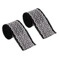 thumbnail image 1 of Unique Bargains 2.4' Wide 2.2 Yards Burlap Ribbon White Lace Roll Wrapping Fabric Crafts Roll Black 2 Pack, 1 of 6