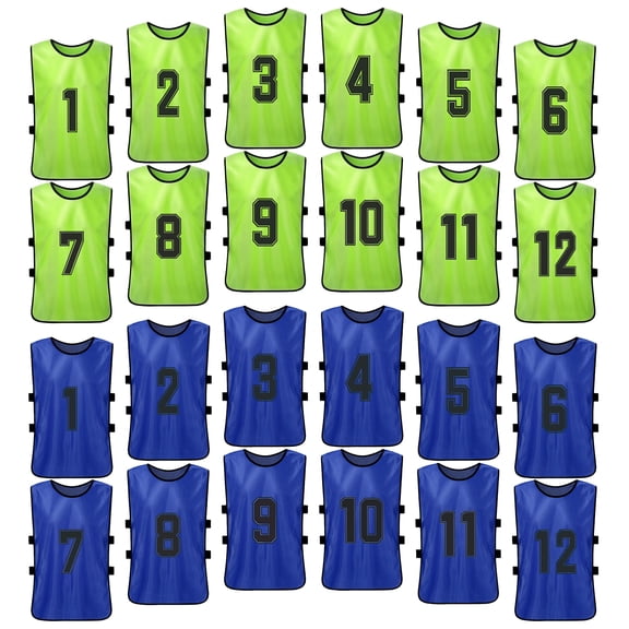 24 Pcs Chasubles de Soccer à Séchage Rapide Maillots de Soccer Jeunes Sports Match