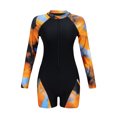 thumbnail image 3 of TaTaai Women's Athletic Rash Guard Swimsuit, Printed Color Block Long Sleeve with Zipper Front, Sporty Swimwear for Surfing, Diving and Water Sports Gift, 3 of 8