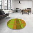 thumbnail image 4 of Ahgly Company Tapis Rond Lavable en Machine Intérieur Transitionnel Vert Pistache, 3 Pieds Rond, 4 of 7