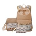 thumbnail image 2 of QualitChoice 3 Pieces Canvas Backpack Shoulder Organizer Set Large Capacity for Zipper Ethnic Style School Bags Causal Adjustable Travel Bag Khaki, 2 of 6