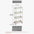 thumbnail image 4 of thinsony 2/3/4 Layer Gap Storage Rack Kitchen Slim Slide Tower Movable Assemble Plastic Bathroom Shelf Wheels Space Saving Organizer, 4 of 9