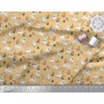 thumbnail image 2 of Soimoi Orange Polyester Crepe Fabric Mushroom,Oaknut & Rabbit Animal Decor Fabric Printed BTY 52 Inch Wide, 2 of 3