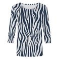 thumbnail image 4 of Pompotops T-shirt de Mode pour Femme Mi-Long Manches 3/4 Blouse Col Rond Hauts Décontractés Liquidation, 4 of 5