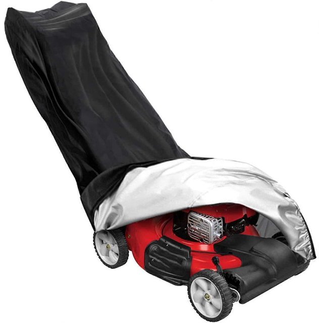 Housse de Tondeuse avec Sac de Rangement, Oxford Imperméable Résistant aux Uv Housse de Tondeuse Universelle Extérieure Protectrice-Noir-210d