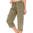 thumbnail image 1 of Mohiass Pantalon Capri Cargo pour Femme Randonnée Léger Séchage Rapide Été Extérieur Décontracté Voyage avec Poches Vert Armée TG, 1 of 4