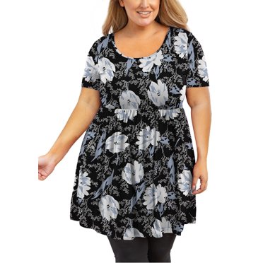 MODERN GOOSE Tunique pour Femme Grande Taille à Manches Courtes Col Rond Lily 4X Haut Vêtements Vêtements Fluides Coupe Ample Maternité Affaires T-Shirt