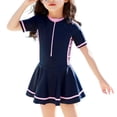 thumbnail image 1 of fastboy Polyester Slimming Line Hem Bathing Suit For Summer Beach Days Fabric Is Soft And Comfortable Navy short sleeved 2XL, 1 of 6