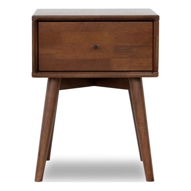 Allora Table de Nuit Moderne Mi-Siècle en Bois, Noyer Brun