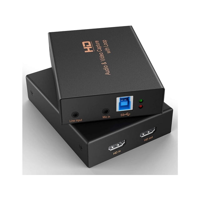 Game Capture Card, USB 3.0 1080P 60FPS/4K 30FPS HD Video Capture Card, High Speed Capture Card with HDMI Loop-Out for PS5, PS4, Nintendo Switch, Xbox One Gaming Streaming Live Broadcasts Recording