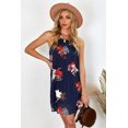 thumbnail image 2 of POGLIP Women's Blooming Red Flower Print Navy Sleeveless Dress, 2 of 6