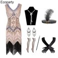 thumbnail image 1 of Nouvelle Robe Charleston Rétro Élégante des Années 1920 pour Femme Great Gatsby Fête Cosplay Sans Manches à Paillettes Perlées à Franges Robes Femme Vestidos, 1 of 7