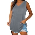 thumbnail image 2 of Débardeurs pour Femmes Col en V Basique Décontracté Fluide Été Sans Manches T-Shirt, 2 of 7