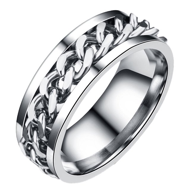 Miangastore Simple Ring Delicate Finger Ring Stainless Steel Jewelry Creative Ring Fashion Finger Ring for Man Boy Male (Steel Color With Box Size 10)