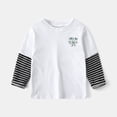 thumbnail image 1 of T-shirts à Manches Longues pour Garçons, Col Ras du Cou, T-Shirt en Coton, Chemises d'Uniforme pour Filles, Blanc Imprimé, 5-6 Ans, 1 of 3