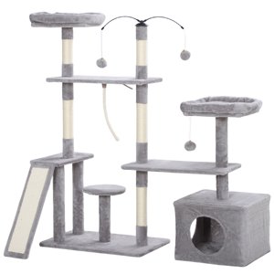 CoSoTower 53" Cat Tree, Cat Tower with Scratching Posts, Cat Condo, Beds, Platforms, Toy Balls for Indoor Cats, Light Grey