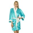 thumbnail image 1 of Bimba Women Short Satin Robe Velvet Belt Getting Ready Bridesmaid Robe Coverup, 1 of 8