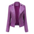 thumbnail image 1 of IROINID Veste en Faux Cuir pour Femmes Manches Longues Couleur Unie Col à Revers, Veste Confortable, 1 of 8