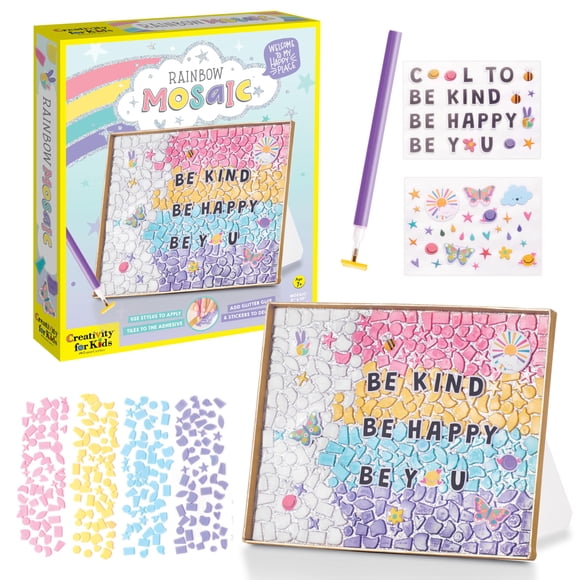 Creativity for Kids Rainbow Mosaic Craft Kit: Valentine Craft Kit for Kids Gifts for Girls and Boys Ages 7-10+ Diamond Painting for Kids