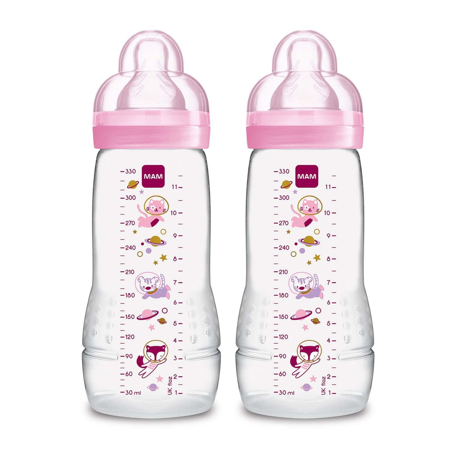 MAM Easy Active Bottle 2x11oz Bottles, Pink