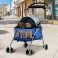thumbnail image 4 of NiamVelo Poussette pour Chien Pliable Poussette pour Chat avec 4 Roues Poussette pour Toutou Portable avec Porte-Gobelets, Bleu, 4 of 7