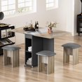 thumbnail image 2 of Furlinkhm Folding Dining Table Set for 4, Dinner Table with 4 Leather Chairs and Shelves, Space Saving Foldable Dining Table with 6 Wheels, Kitchen Table Set for Small Spaces (Gray), 2 of 8