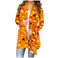 thumbnail image 2 of Women‘s Halloween Cardigan Sweater Skull Pumpkin Print Pattern Long Cardigans Sweater Coats Tops Ginger M, 2 of 5