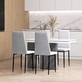 thumbnail image 2 of HOMCOM Ensemble de 4 Chaises de Salle à Manger, Chaises d'Appoint Rembourrées en Tissu de Lin Blanc, 2 of 10
