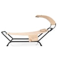 thumbnail image 1 of Gymax Chaise Lounge Bed w/ Detachable Sunshade Canopy Hammock w/ Rustproof Metal Stand Beige, 1 of 10